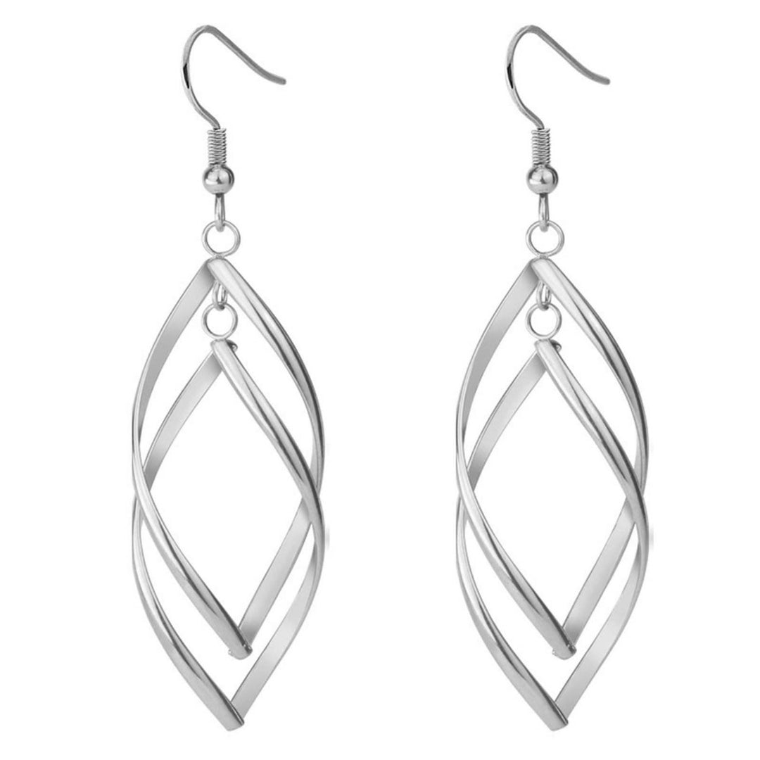 1 Pair Hook Earrings Spirals Rhombus Jewelry Delicate Long Lasting Drop Earrings for Daily Wear Image 2