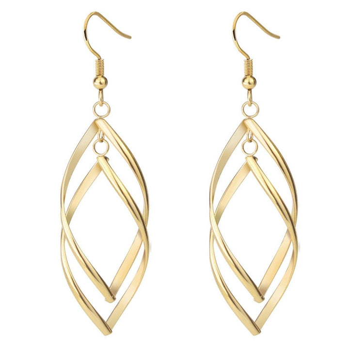 1 Pair Hook Earrings Spirals Rhombus Jewelry Delicate Long Lasting Drop Earrings for Daily Wear Image 3