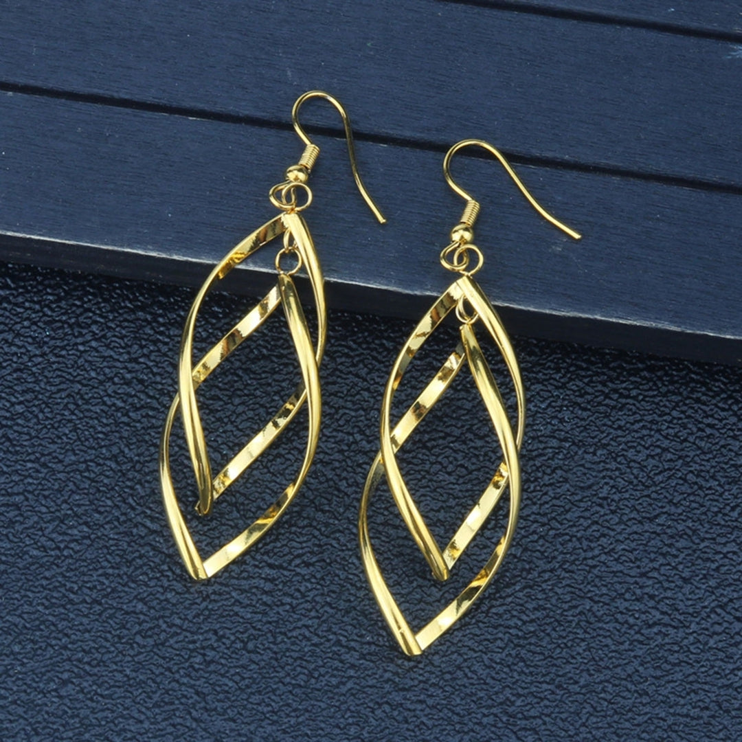 1 Pair Hook Earrings Spirals Rhombus Jewelry Delicate Long Lasting Drop Earrings for Daily Wear Image 4