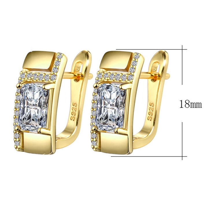 1 Pair Stud Earrings Square Rhinestone Jewelry Fashion Appearance Korean Style Ear Studs for Daily Wear Image 4
