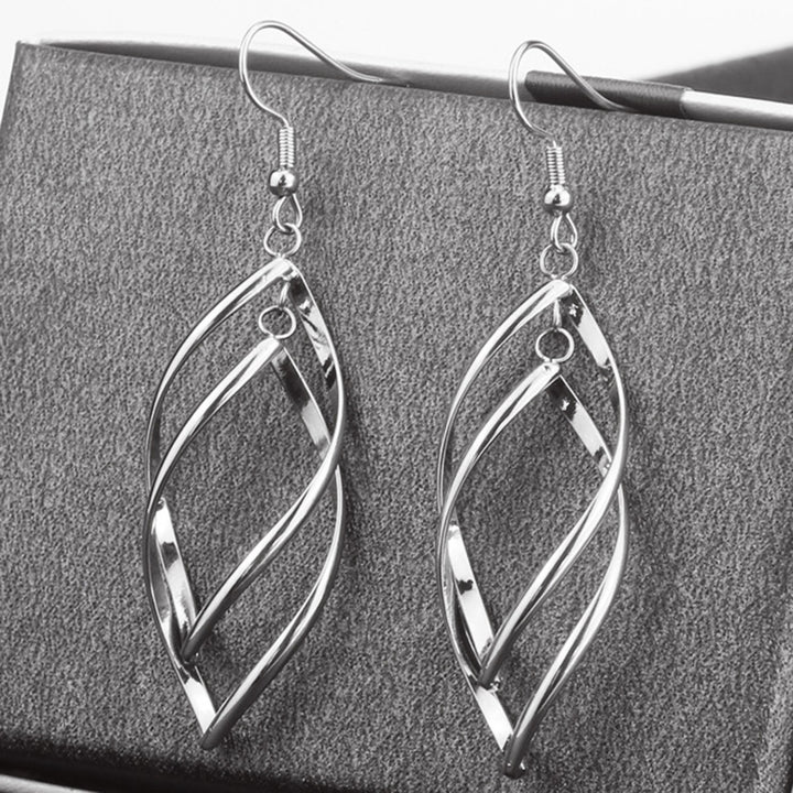 1 Pair Hook Earrings Spirals Rhombus Jewelry Delicate Long Lasting Drop Earrings for Daily Wear Image 4