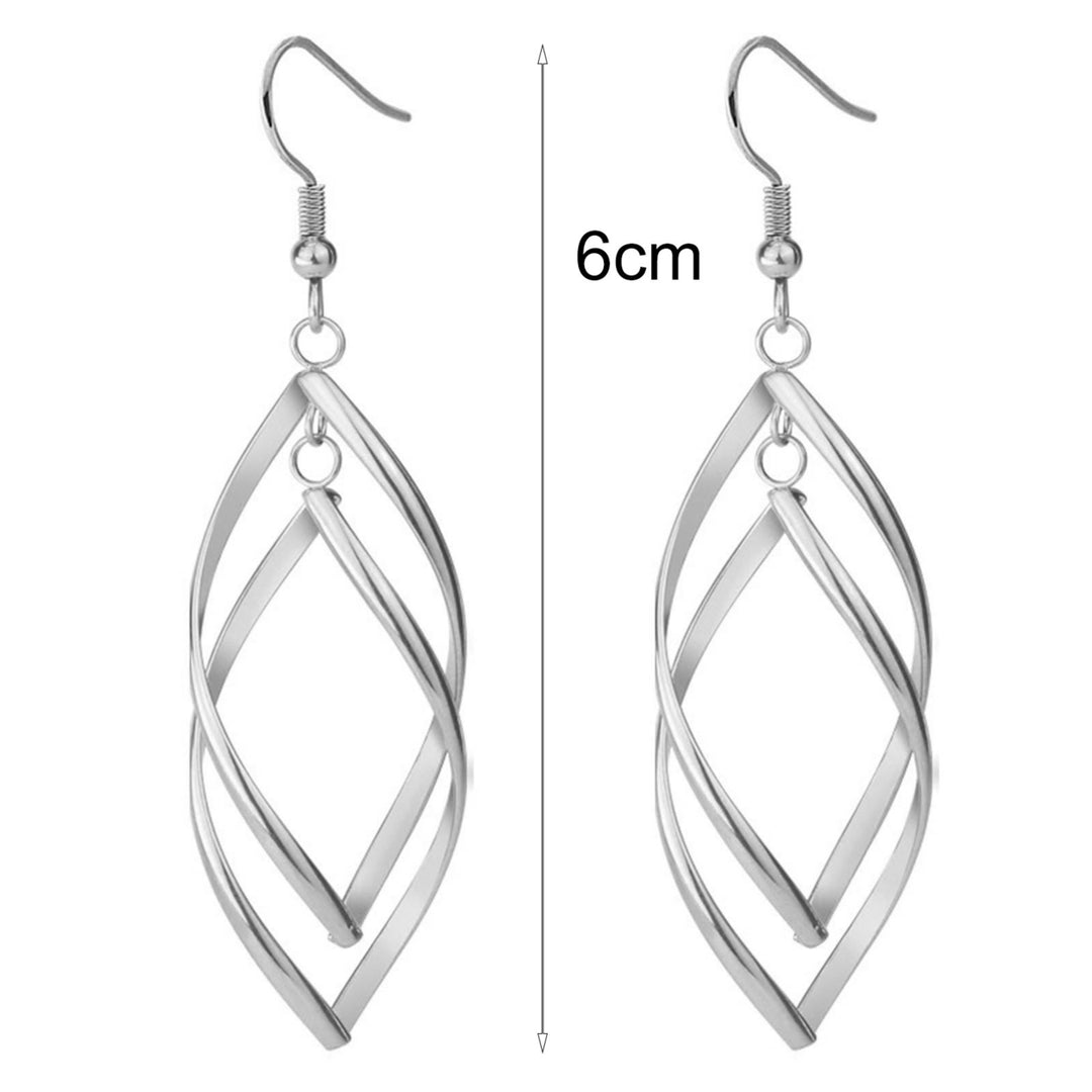 1 Pair Hook Earrings Spirals Rhombus Jewelry Delicate Long Lasting Drop Earrings for Daily Wear Image 7
