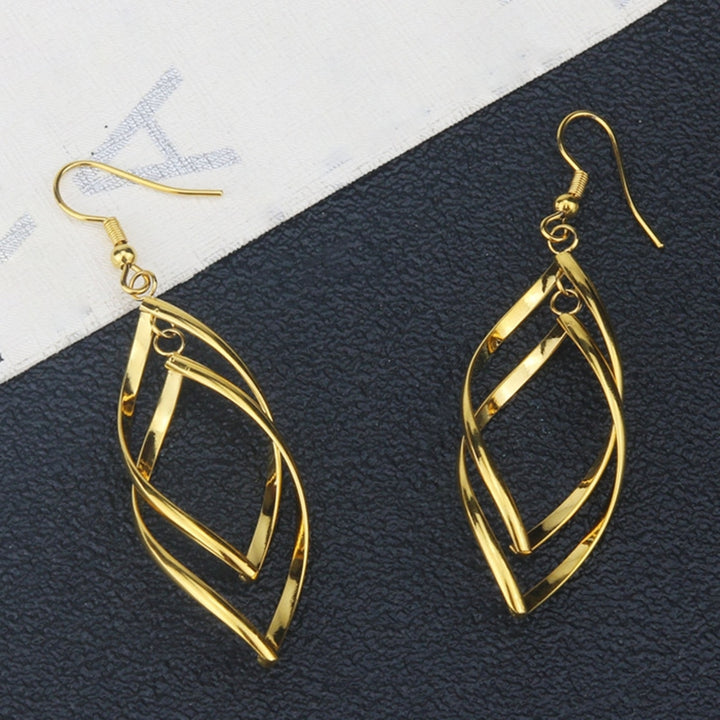 1 Pair Hook Earrings Spirals Rhombus Jewelry Delicate Long Lasting Drop Earrings for Daily Wear Image 10
