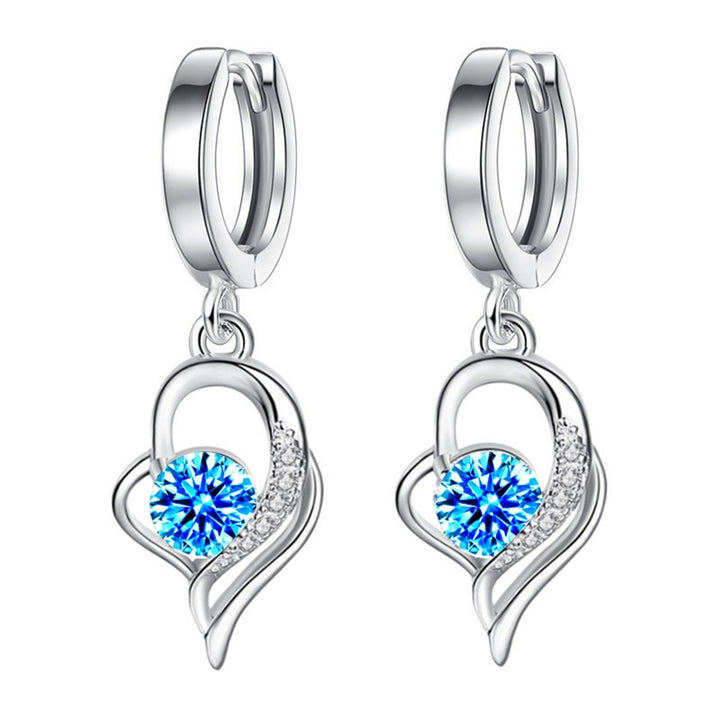 1 Pair Women Earrings Heart Shape Shiny Faux Crystal fine Drop Earrings for Wedding Image 3