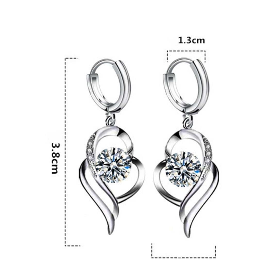 1 Pair Women Earrings Heart Shape Shiny Faux Crystal fine Drop Earrings for Wedding Image 9