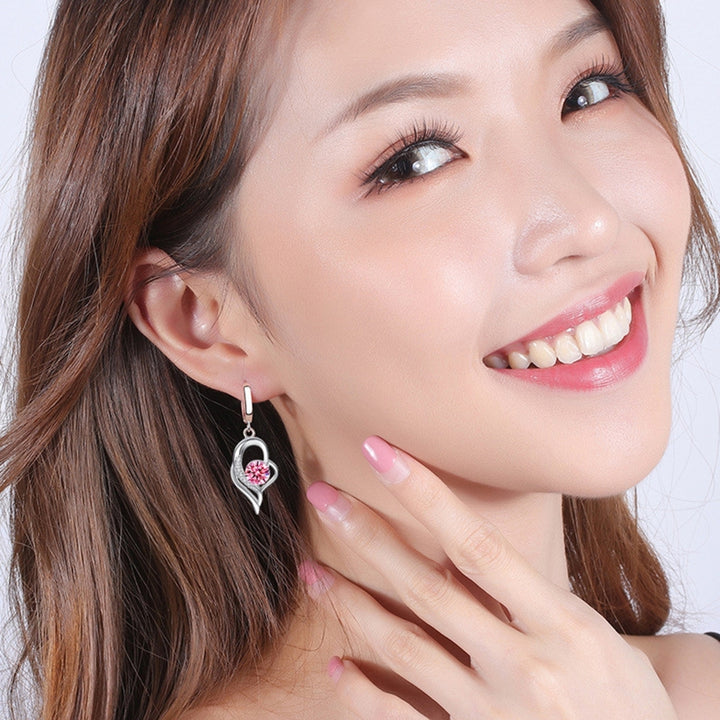 1 Pair Women Earrings Heart Shape Shiny Faux Crystal fine Drop Earrings for Wedding Image 11