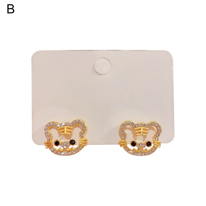 1 Pair Stud Earrings Tiger Shape Balok Jewelry Fashion Appearance Animal Ear Studs for Daily Wear Image 3