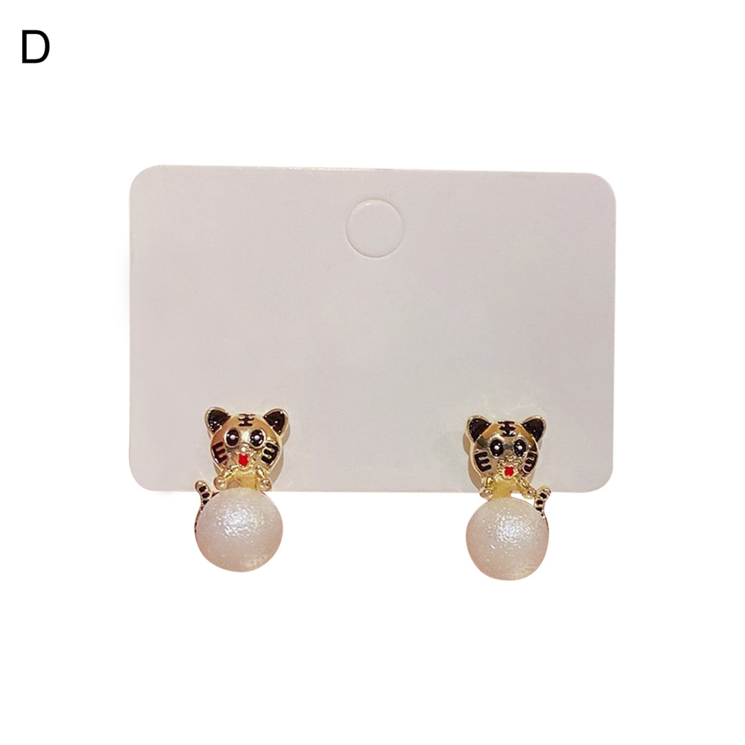 1 Pair Stud Earrings Tiger Shape Balok Jewelry Fashion Appearance Animal Ear Studs for Daily Wear Image 4