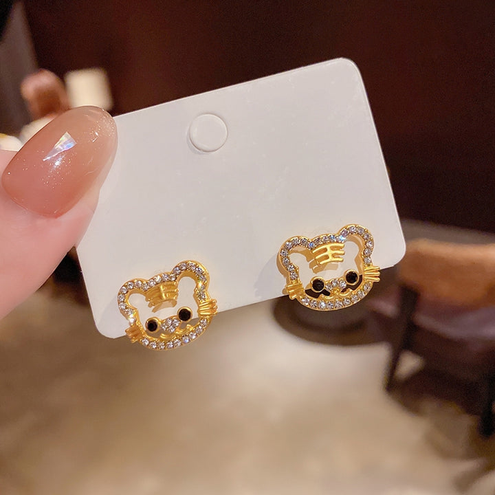 1 Pair Stud Earrings Tiger Shape Balok Jewelry Fashion Appearance Animal Ear Studs for Daily Wear Image 10