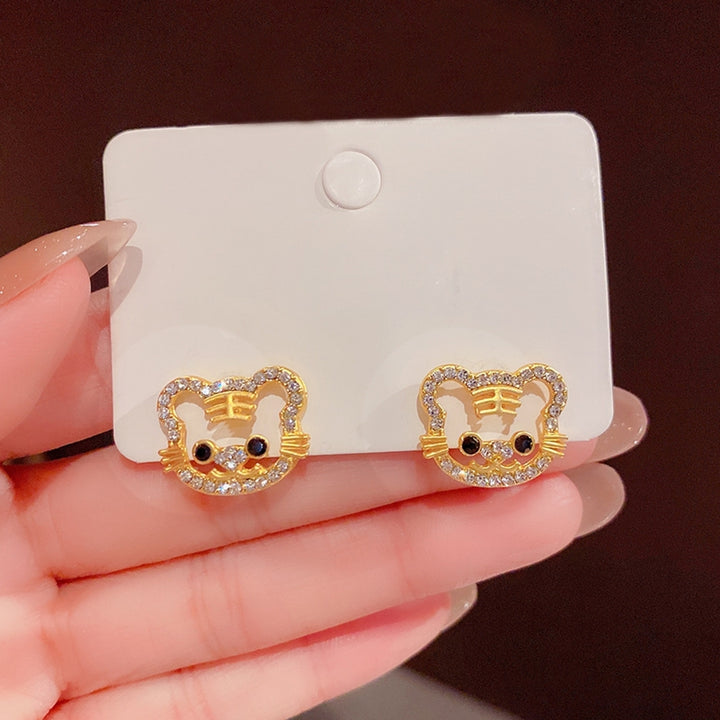 1 Pair Stud Earrings Tiger Shape Balok Jewelry Fashion Appearance Animal Ear Studs for Daily Wear Image 12