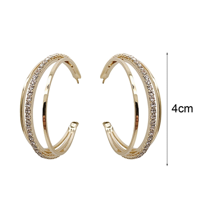 1 Pair Lady Earrings Round Rhinestone Portable Anti-deformed Dangle Earrings for Work Image 4