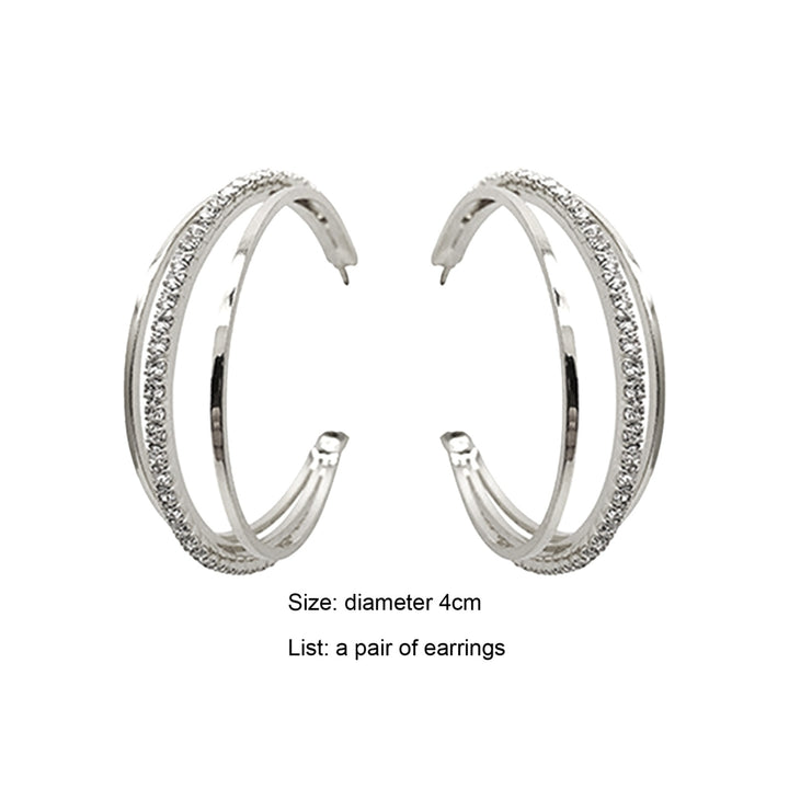 1 Pair Lady Earrings Round Rhinestone Portable Anti-deformed Dangle Earrings for Work Image 11