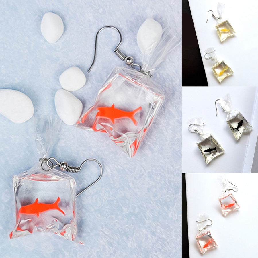 1 Pair Piercing Vivid Resin Women Earrings Goldfish Water Bag Dangle Earrings Jewelry Accessories Image 1