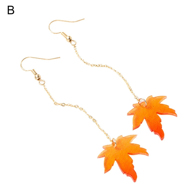 1 Pair Faux Pearl Decor Drop Earrings Chain Tassel Orange Simple Maple Leaves Hook Earrings Jewelry Gift Image 1