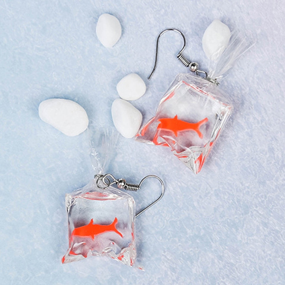 1 Pair Piercing Vivid Resin Women Earrings Goldfish Water Bag Dangle Earrings Jewelry Accessories Image 2