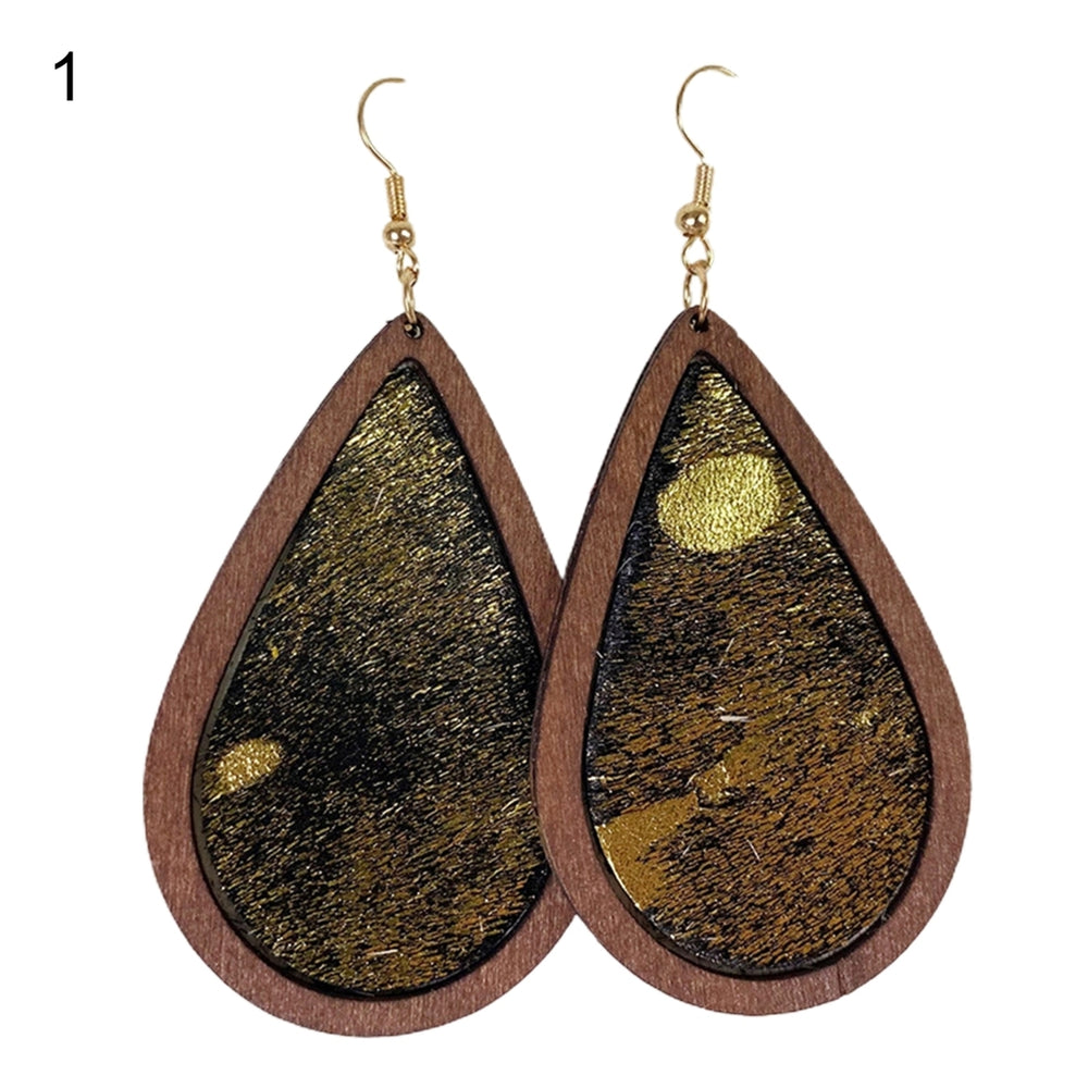 1 Pair Drop Earrings Leopard Water Drop-shaped Jewelry Bohemian Delicate Hook Earrings for Daily Wear Image 2