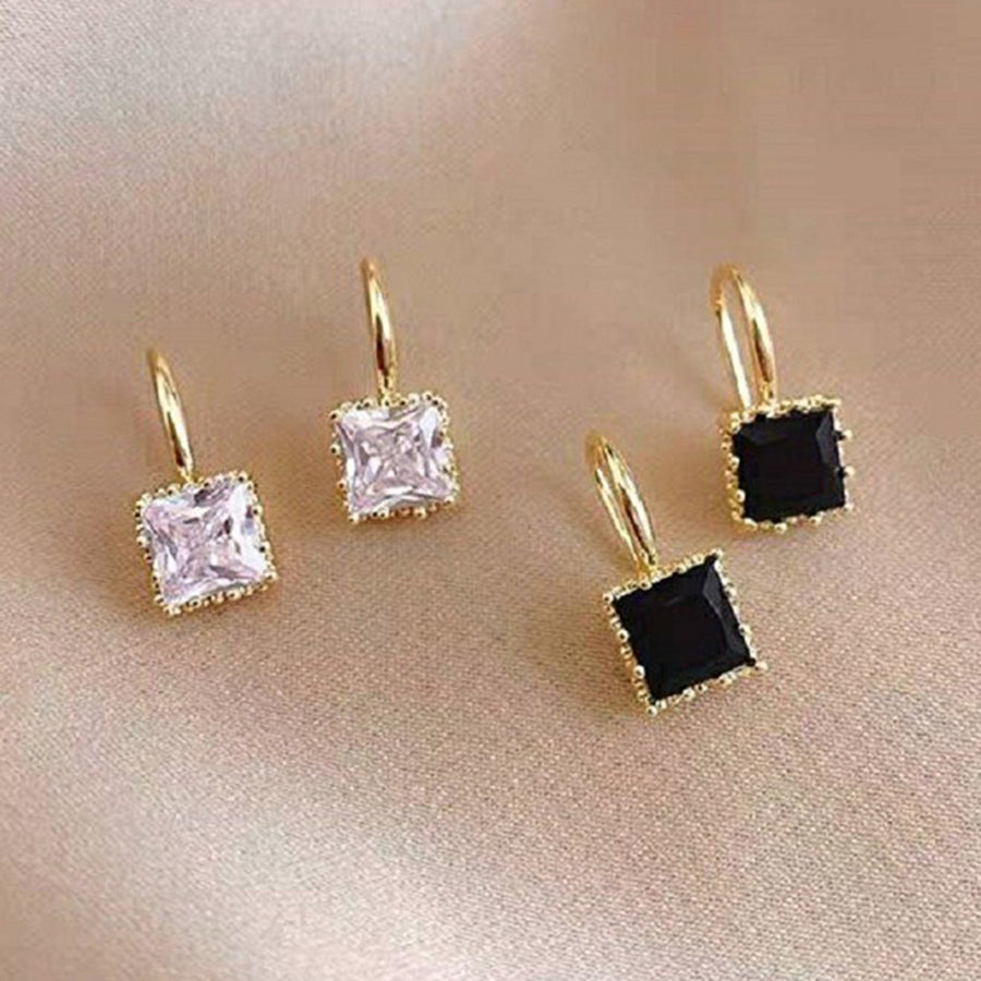 1 Pair Stud Earrings Square Shape Rhinestone Jewelry Fashion Appearance Long Lasting Ear Studs for Daily Wear Image 1