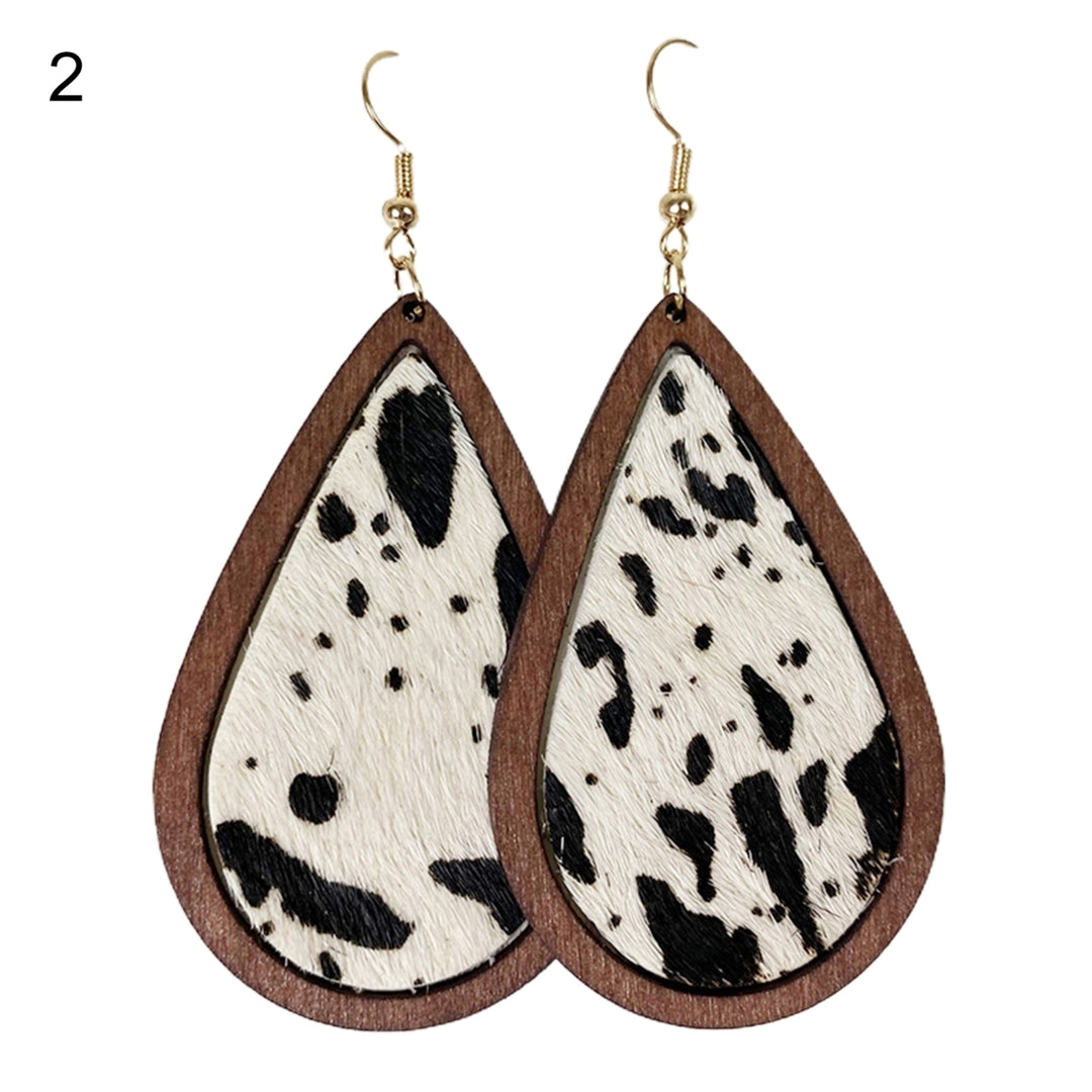 1 Pair Drop Earrings Leopard Water Drop-shaped Jewelry Bohemian Delicate Hook Earrings for Daily Wear Image 3