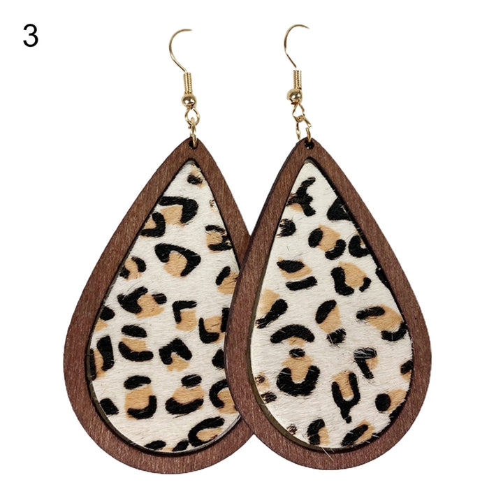 1 Pair Drop Earrings Leopard Water Drop-shaped Jewelry Bohemian Delicate Hook Earrings for Daily Wear Image 4