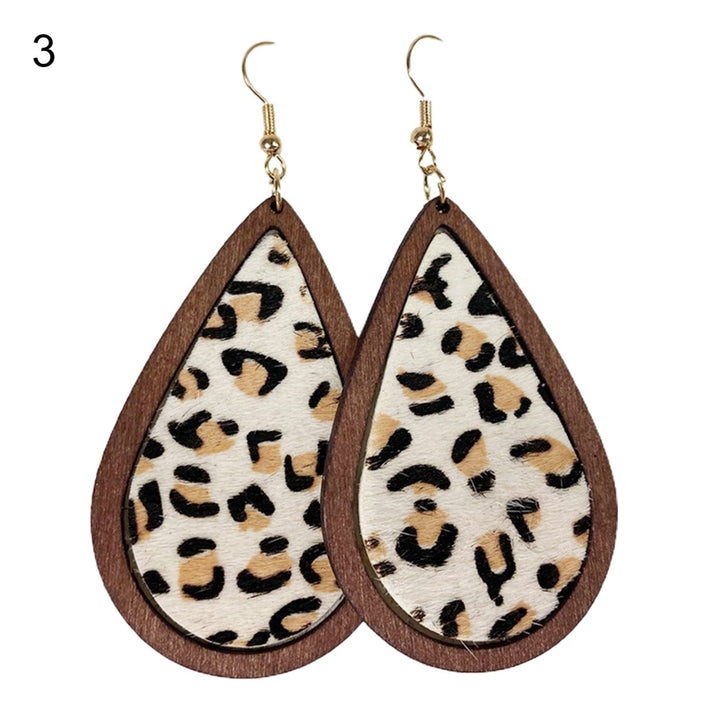 1 Pair Drop Earrings Leopard Water Drop-shaped Jewelry Bohemian Delicate Hook Earrings for Daily Wear Image 1