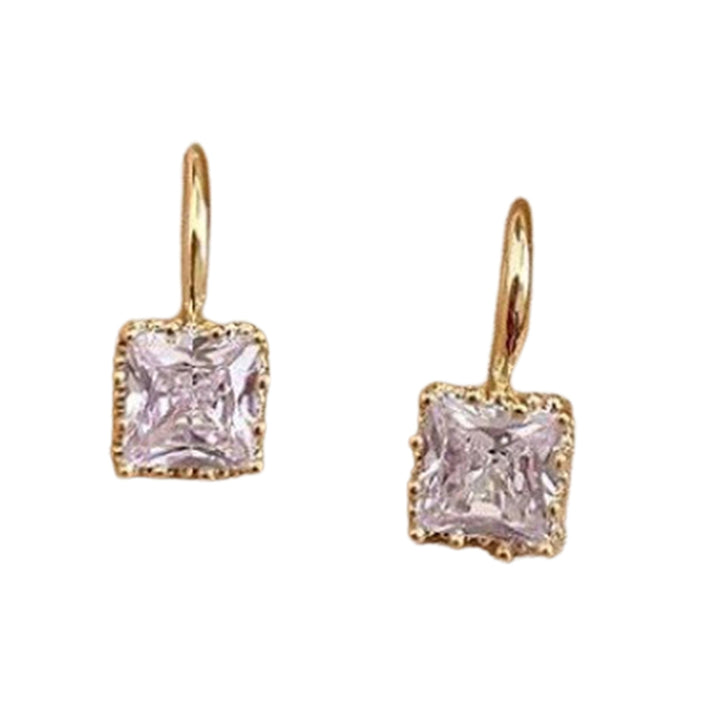 1 Pair Stud Earrings Square Shape Rhinestone Jewelry Fashion Appearance Long Lasting Ear Studs for Daily Wear Image 3
