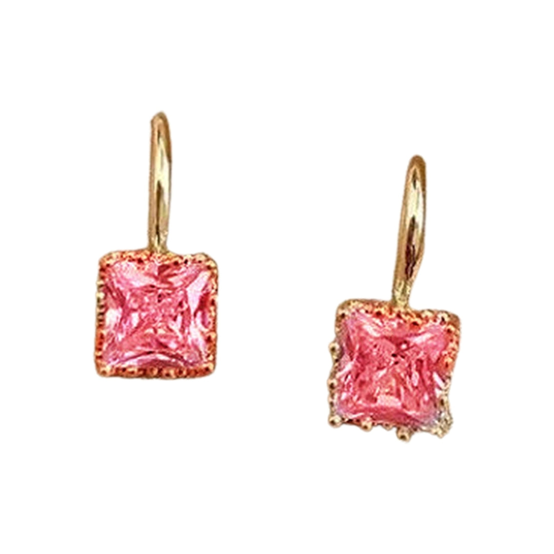 1 Pair Stud Earrings Square Shape Rhinestone Jewelry Fashion Appearance Long Lasting Ear Studs for Daily Wear Image 4