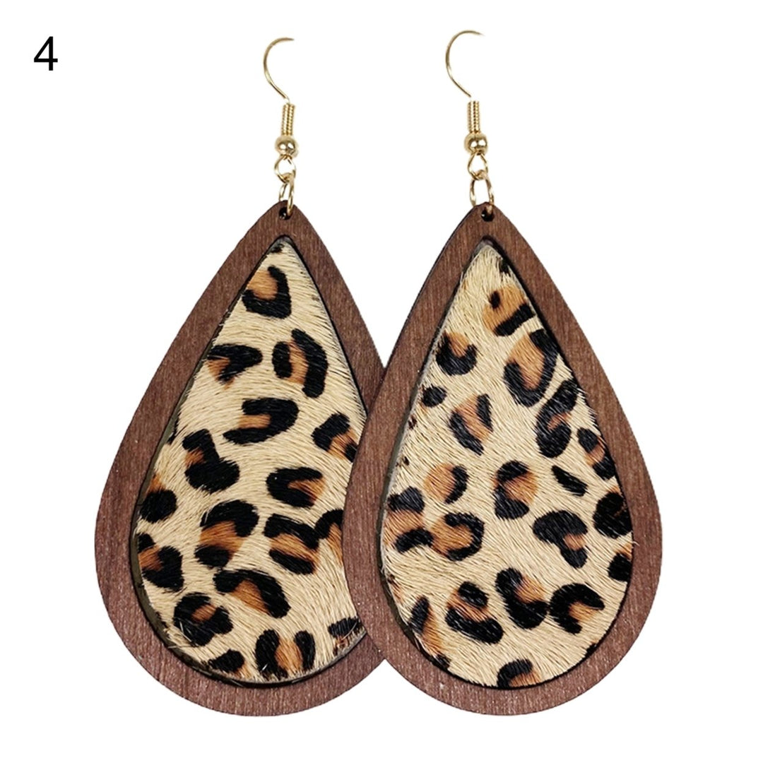 1 Pair Drop Earrings Leopard Water Drop-shaped Jewelry Bohemian Delicate Hook Earrings for Daily Wear Image 1