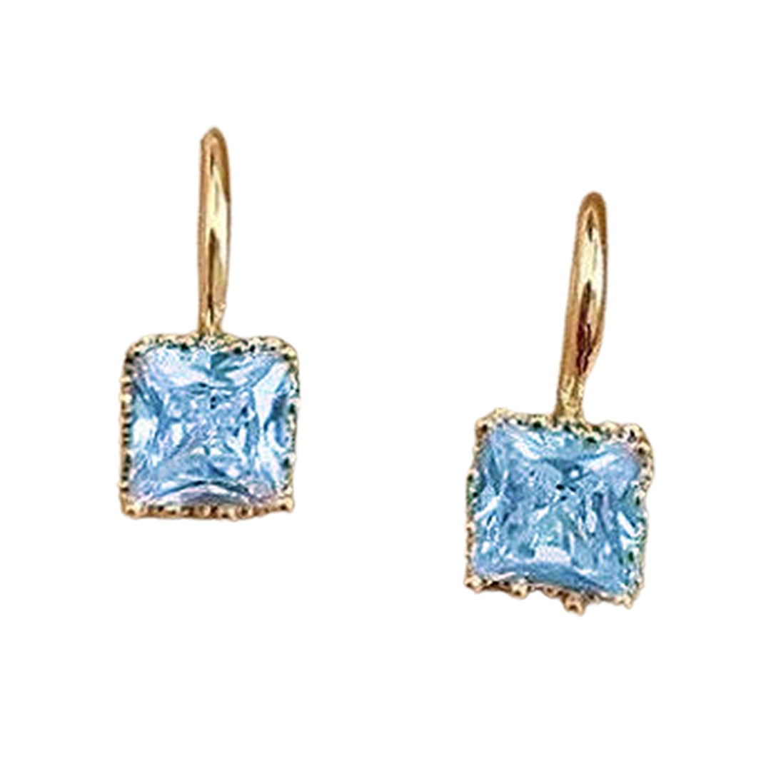 1 Pair Stud Earrings Square Shape Rhinestone Jewelry Fashion Appearance Long Lasting Ear Studs for Daily Wear Image 4