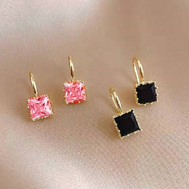 1 Pair Stud Earrings Square Shape Rhinestone Jewelry Fashion Appearance Long Lasting Ear Studs for Daily Wear Image 7