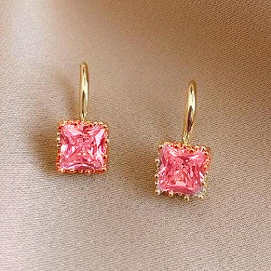 1 Pair Stud Earrings Square Shape Rhinestone Jewelry Fashion Appearance Long Lasting Ear Studs for Daily Wear Image 8
