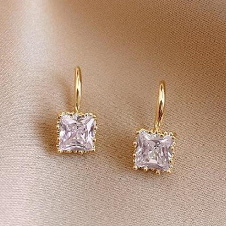 1 Pair Stud Earrings Square Shape Rhinestone Jewelry Fashion Appearance Long Lasting Ear Studs for Daily Wear Image 10