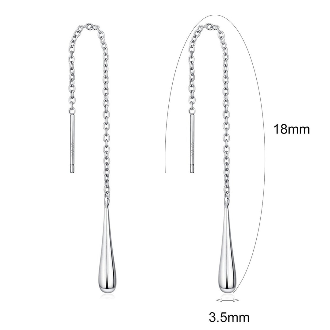 1 Pair Drop Earrings Long Tassel Teardrop Pendant 925 Silver Chain Threader Dangle Earrings for Party Image 4