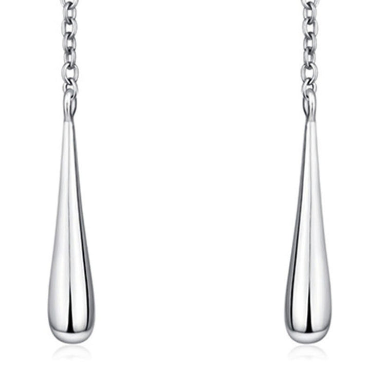 1 Pair Drop Earrings Long Tassel Teardrop Pendant 925 Silver Chain Threader Dangle Earrings for Party Image 10