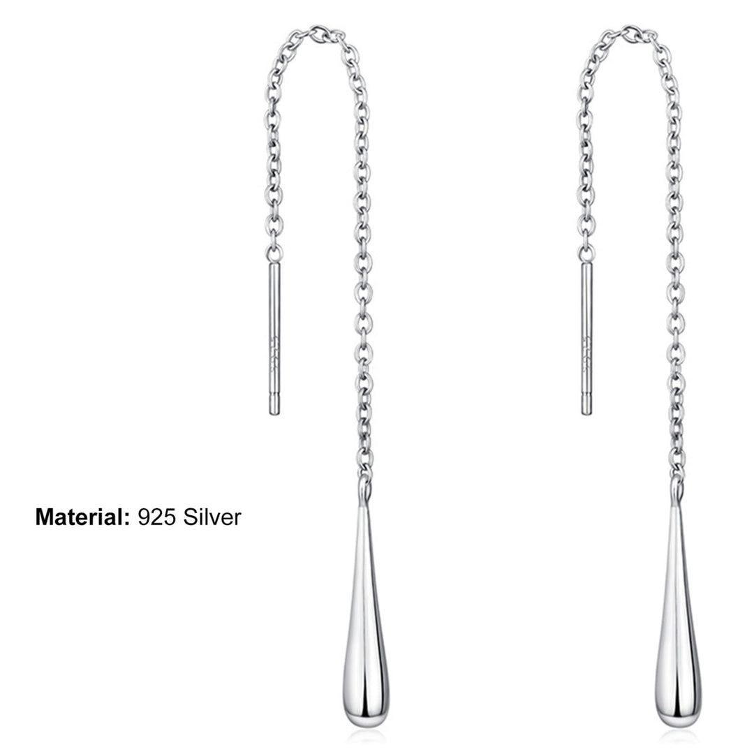 1 Pair Drop Earrings Long Tassel Teardrop Pendant 925 Silver Chain Threader Dangle Earrings for Party Image 12