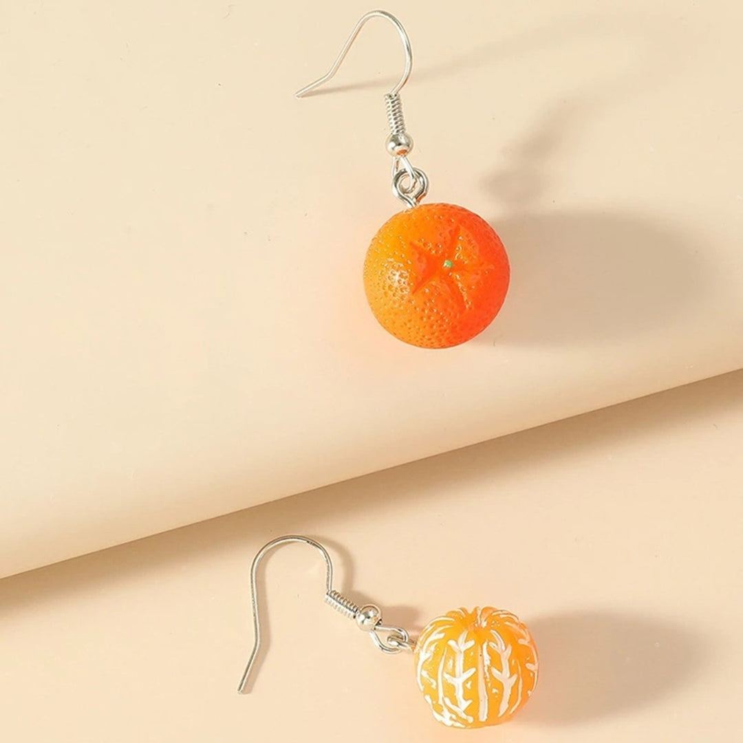 1 Pair Vivid Charming Bright Color Dangle Earrings Lovely Fruit Orange Drop Hook Earrings Jewelry Acessories Image 4