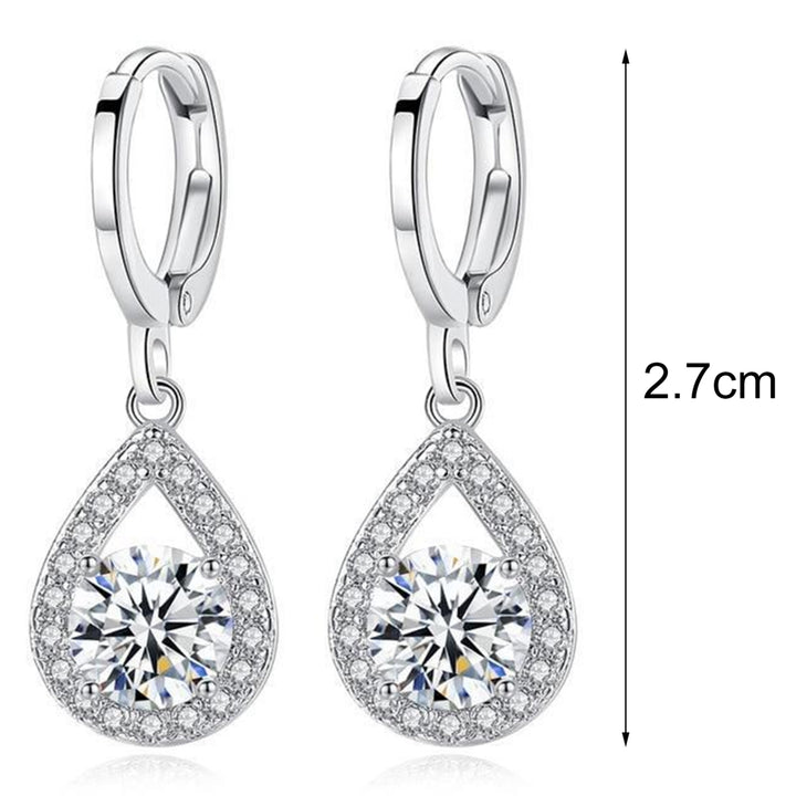 1 Pair Women Earrings Water Drop-shaped Shiny Rhinestones Ear Buckle Earrings for Wedding Image 6