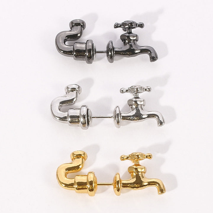 1Pc Punk Style Piercing Ear Stud Zinc Alloy 3D Faucet Creative Stud Earring for Party Image 1