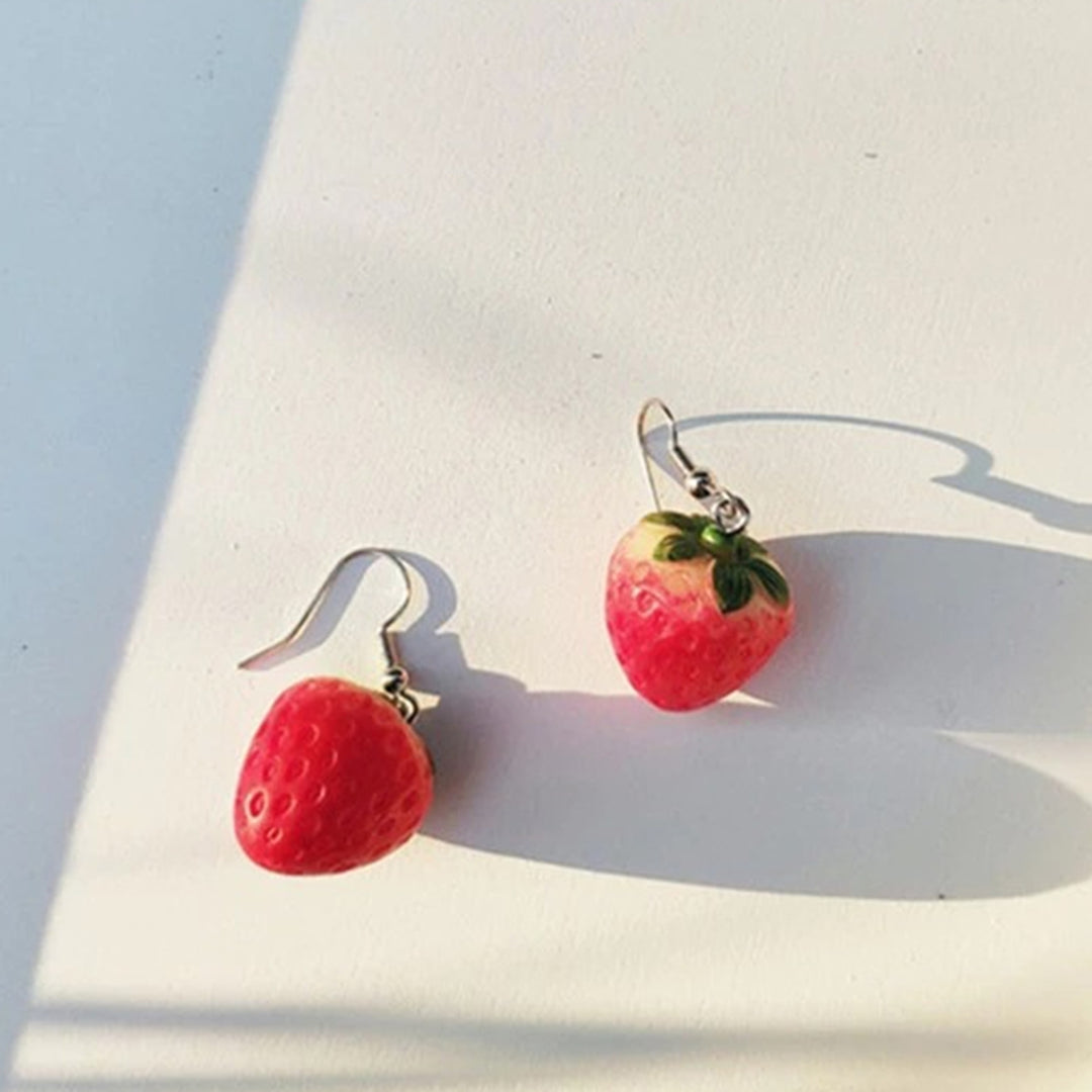 1 Pair Vivid Charming Red Dangle Earrings Lovely Fruit Strawberry Drop Hook Earrings Jewelry Acessories Image 2