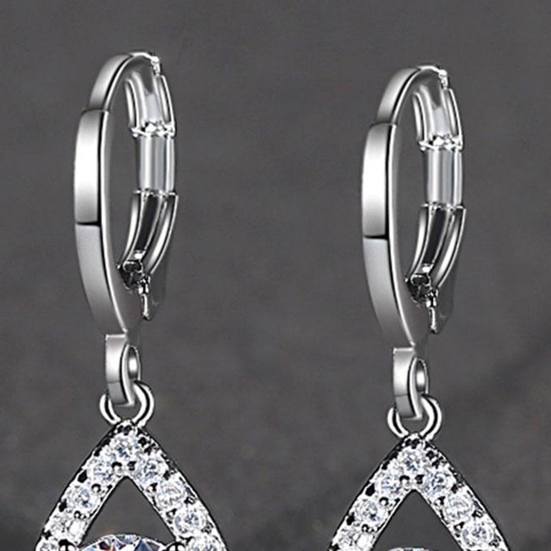 1 Pair Women Earrings Water Drop-shaped Shiny Rhinestones Ear Buckle Earrings for Wedding Image 10