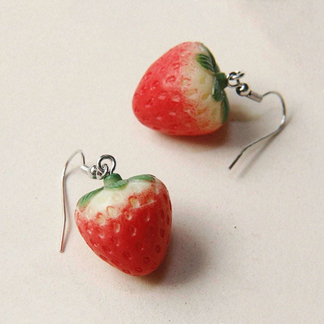 1 Pair Vivid Charming Red Dangle Earrings Lovely Fruit Strawberry Drop Hook Earrings Jewelry Acessories Image 4