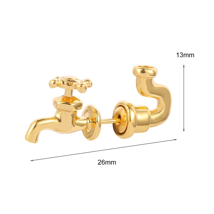 1Pc Punk Style Piercing Ear Stud Zinc Alloy 3D Faucet Creative Stud Earring for Party Image 6