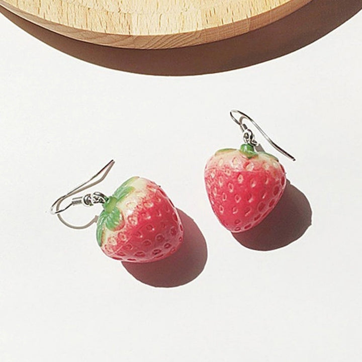 1 Pair Vivid Charming Red Dangle Earrings Lovely Fruit Strawberry Drop Hook Earrings Jewelry Acessories Image 4