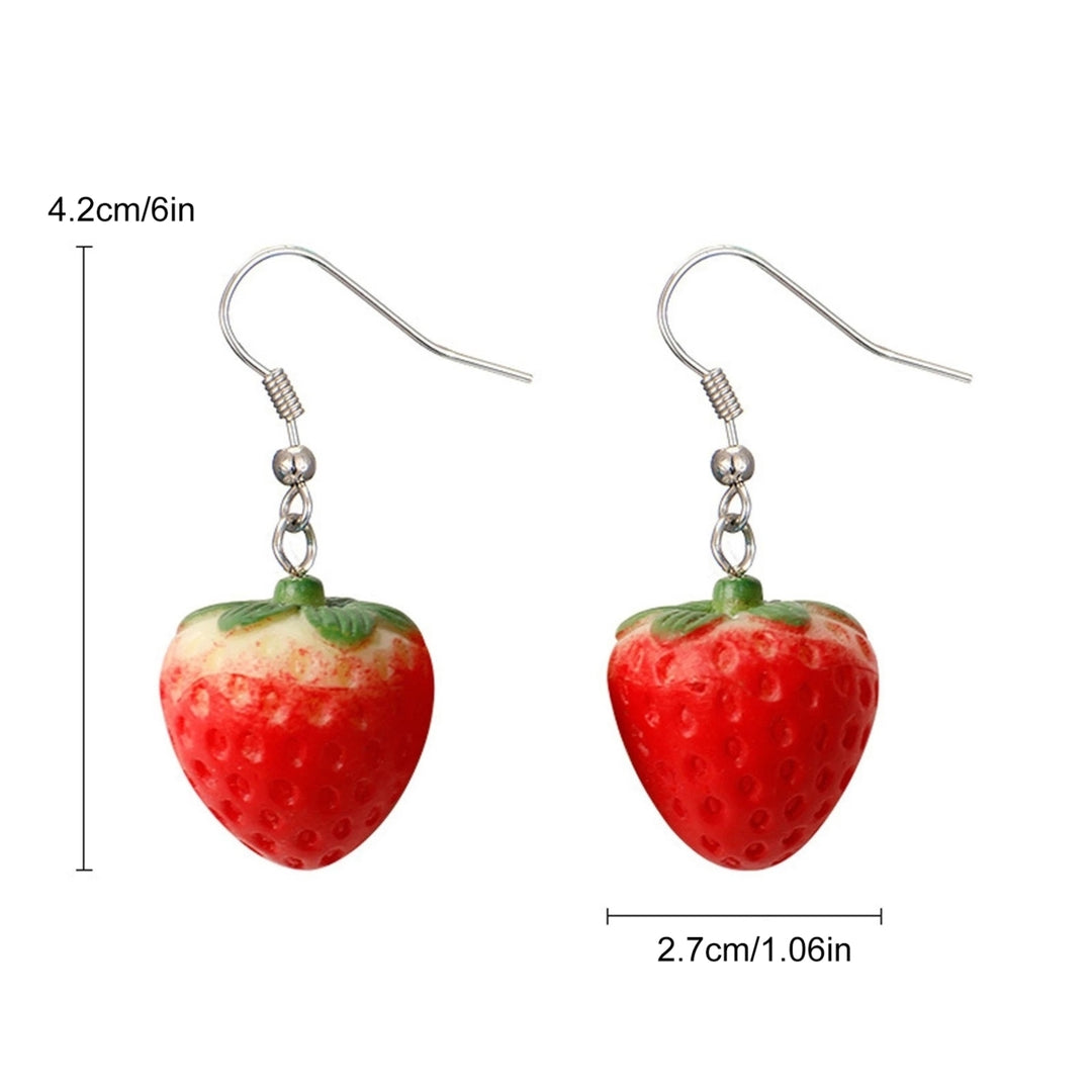 1 Pair Vivid Charming Red Dangle Earrings Lovely Fruit Strawberry Drop Hook Earrings Jewelry Acessories Image 6