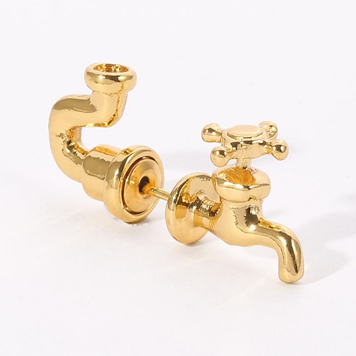 1Pc Punk Style Piercing Ear Stud Zinc Alloy 3D Faucet Creative Stud Earring for Party Image 7