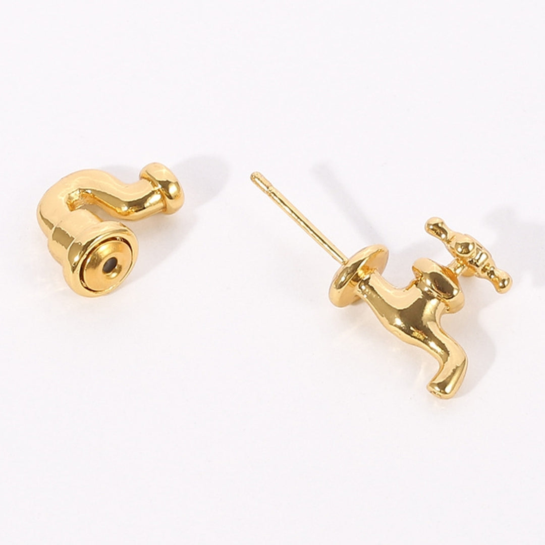 1Pc Punk Style Piercing Ear Stud Zinc Alloy 3D Faucet Creative Stud Earring for Party Image 8