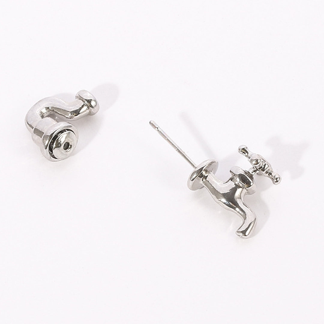 1Pc Punk Style Piercing Ear Stud Zinc Alloy 3D Faucet Creative Stud Earring for Party Image 9