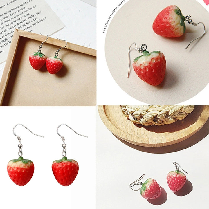 1 Pair Vivid Charming Red Dangle Earrings Lovely Fruit Strawberry Drop Hook Earrings Jewelry Acessories Image 8