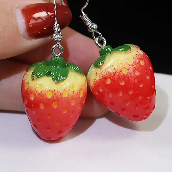 1 Pair Vivid Charming Red Dangle Earrings Lovely Fruit Strawberry Drop Hook Earrings Jewelry Acessories Image 9