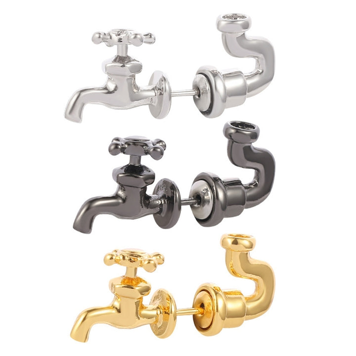 1Pc Punk Style Piercing Ear Stud Zinc Alloy 3D Faucet Creative Stud Earring for Party Image 11