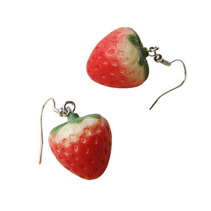 1 Pair Vivid Charming Red Dangle Earrings Lovely Fruit Strawberry Drop Hook Earrings Jewelry Acessories Image 11
